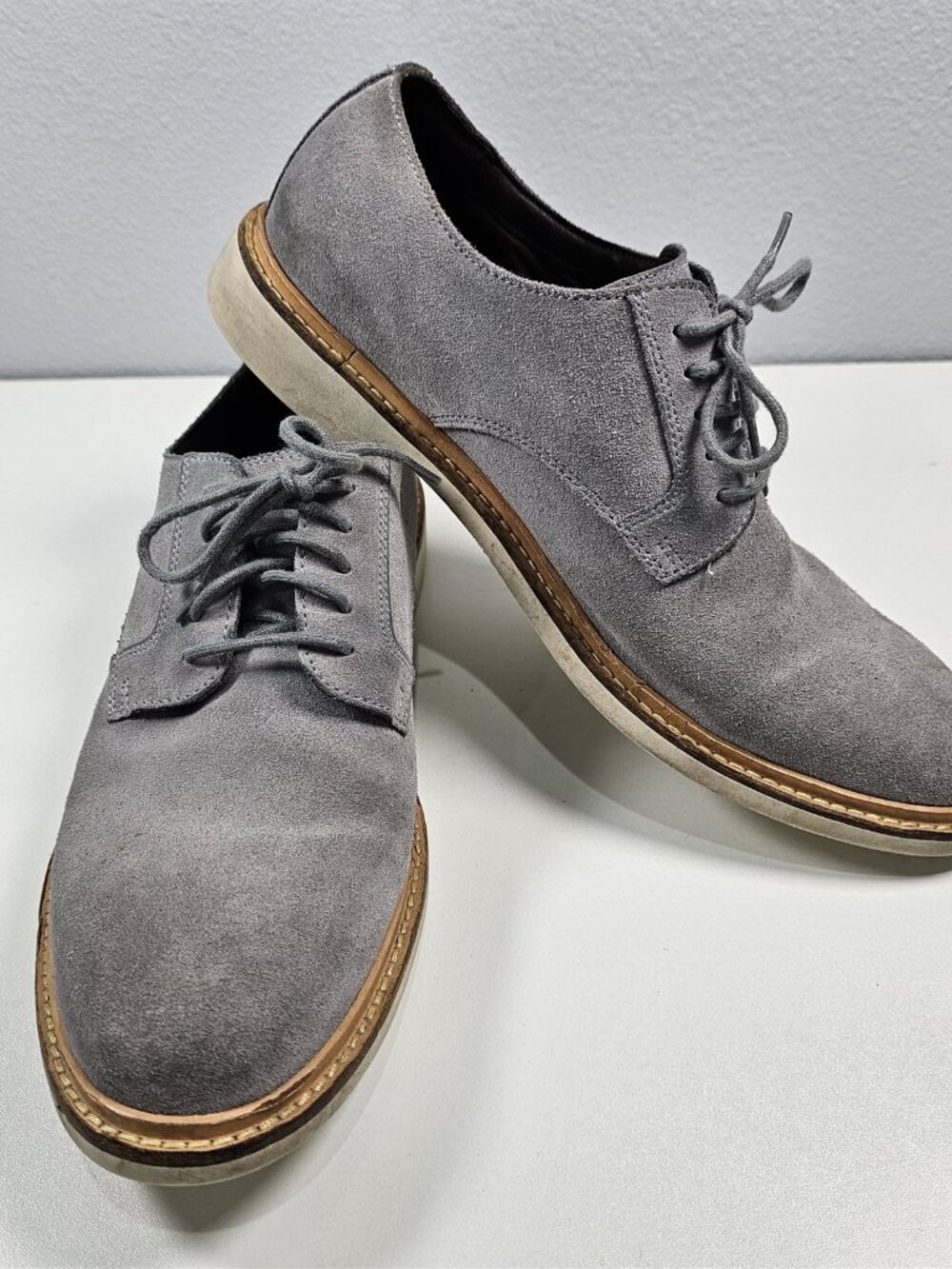 Cole Haan Oxfords Gray Suede Cream Sole - Mens Size 9.5